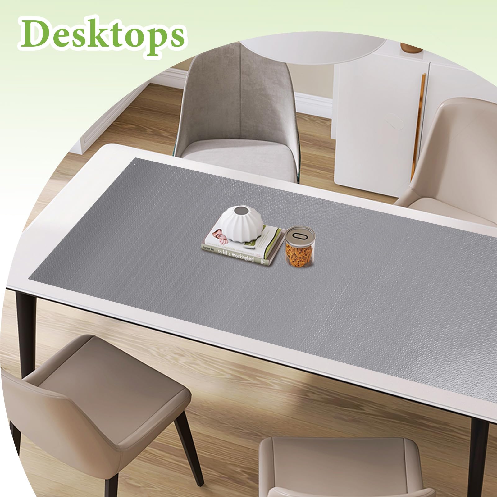 Shelf Liners for Kitchen Cabinets 23.6in x 30FT Non Adhesive Drawer Liner Grey Thickened Shelf Liner Paper Strong Non