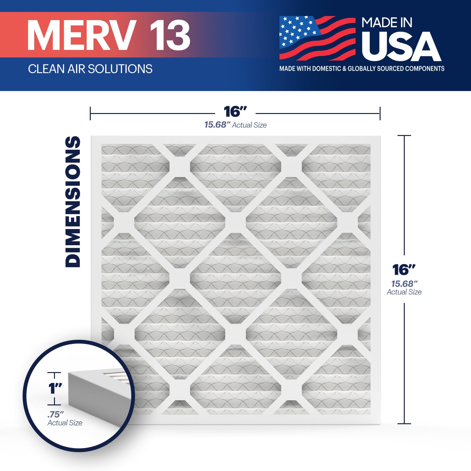 TruFilter 16x16x1 Air Filter MERV 13 (6 Count)