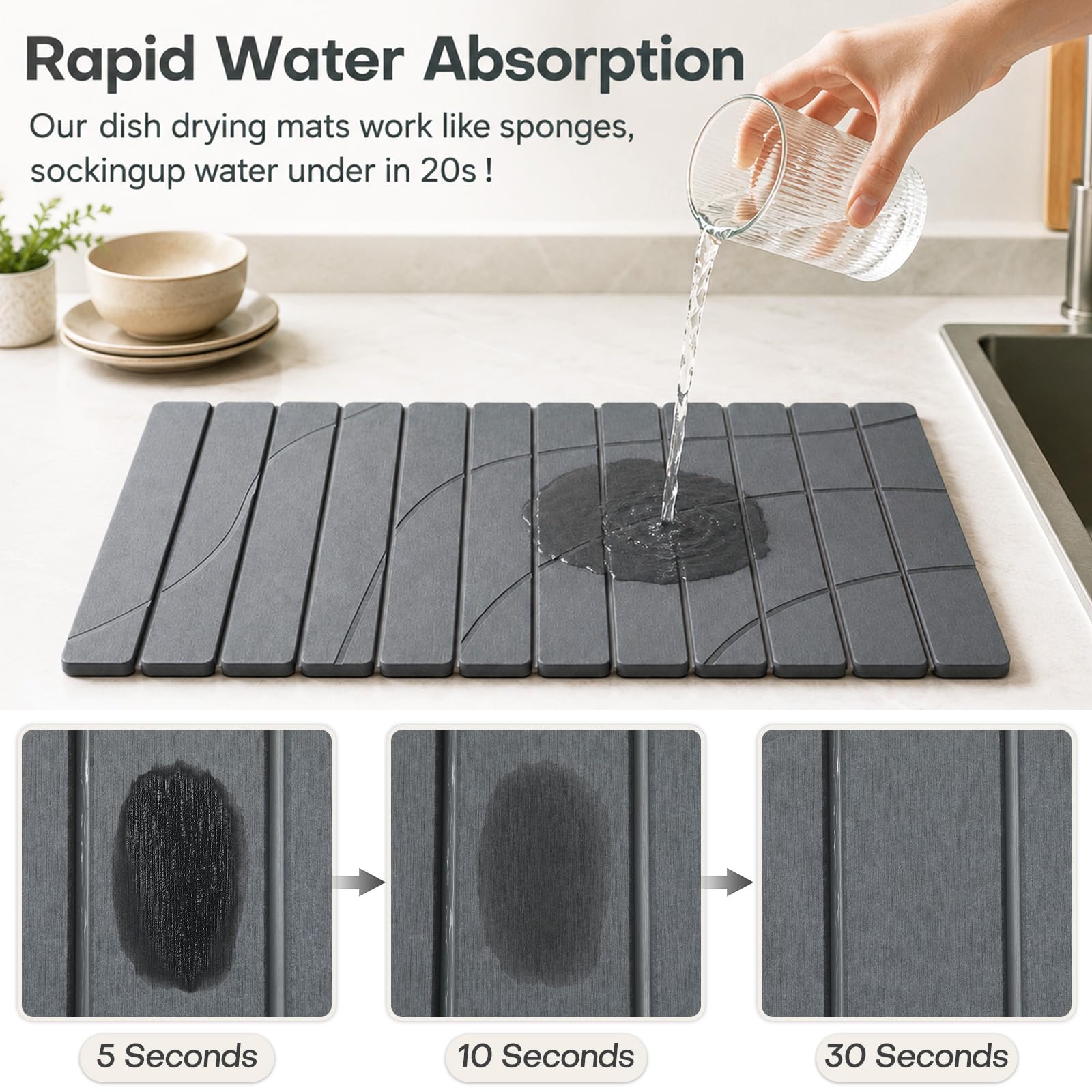 Extra Large Stone Dish Drying Mat for Kitchen Counter