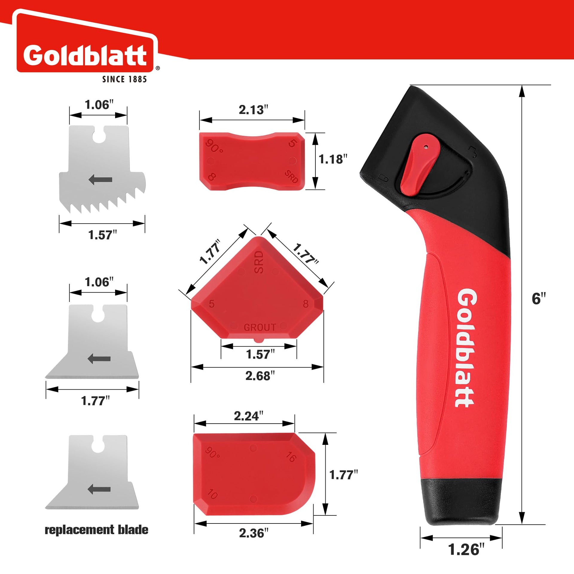 Grout Removal Tool with 3 Stainless Blades