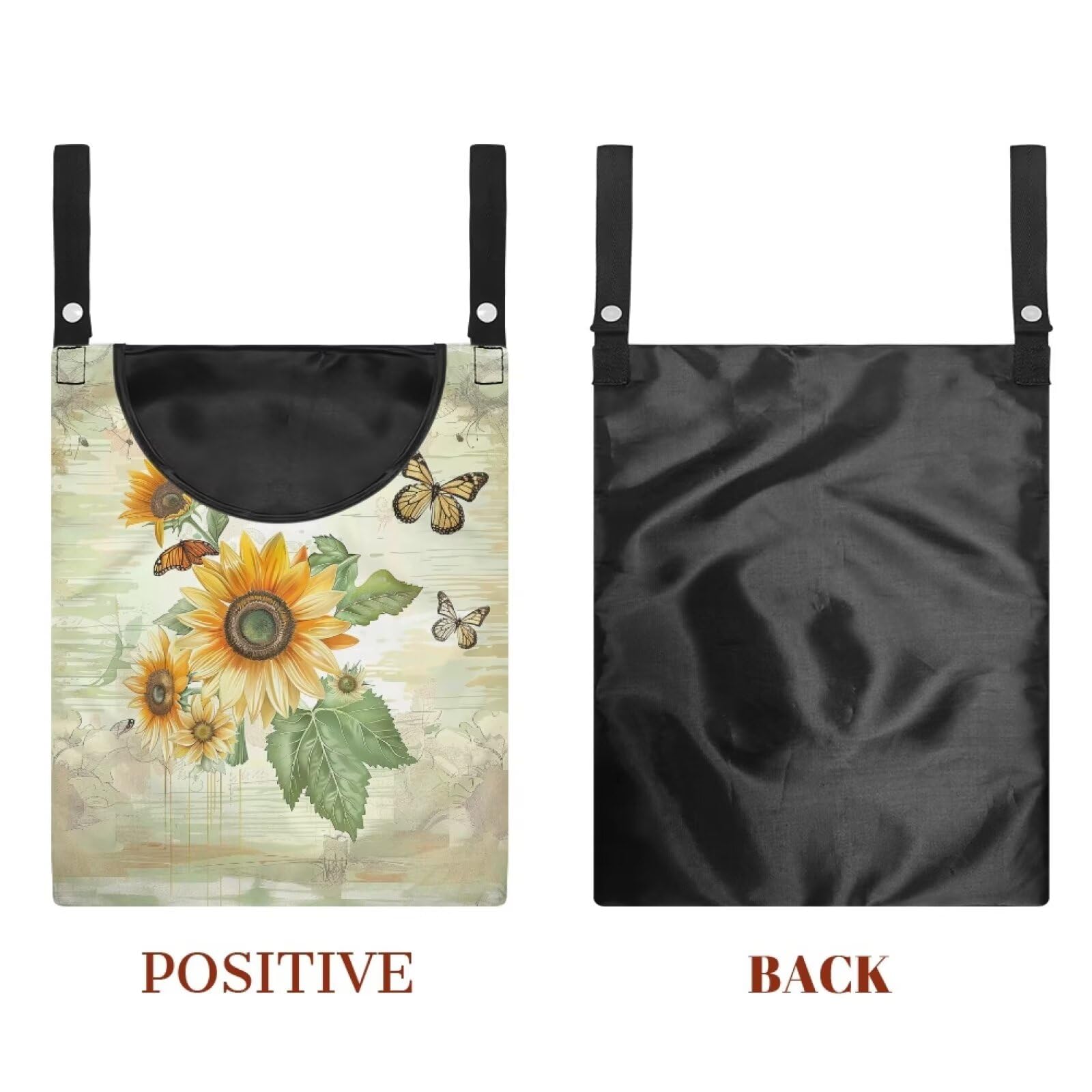 Sunflowers Butterfly Clothespin Bag for Clothesline Outdoor Storage with Hanger Hook