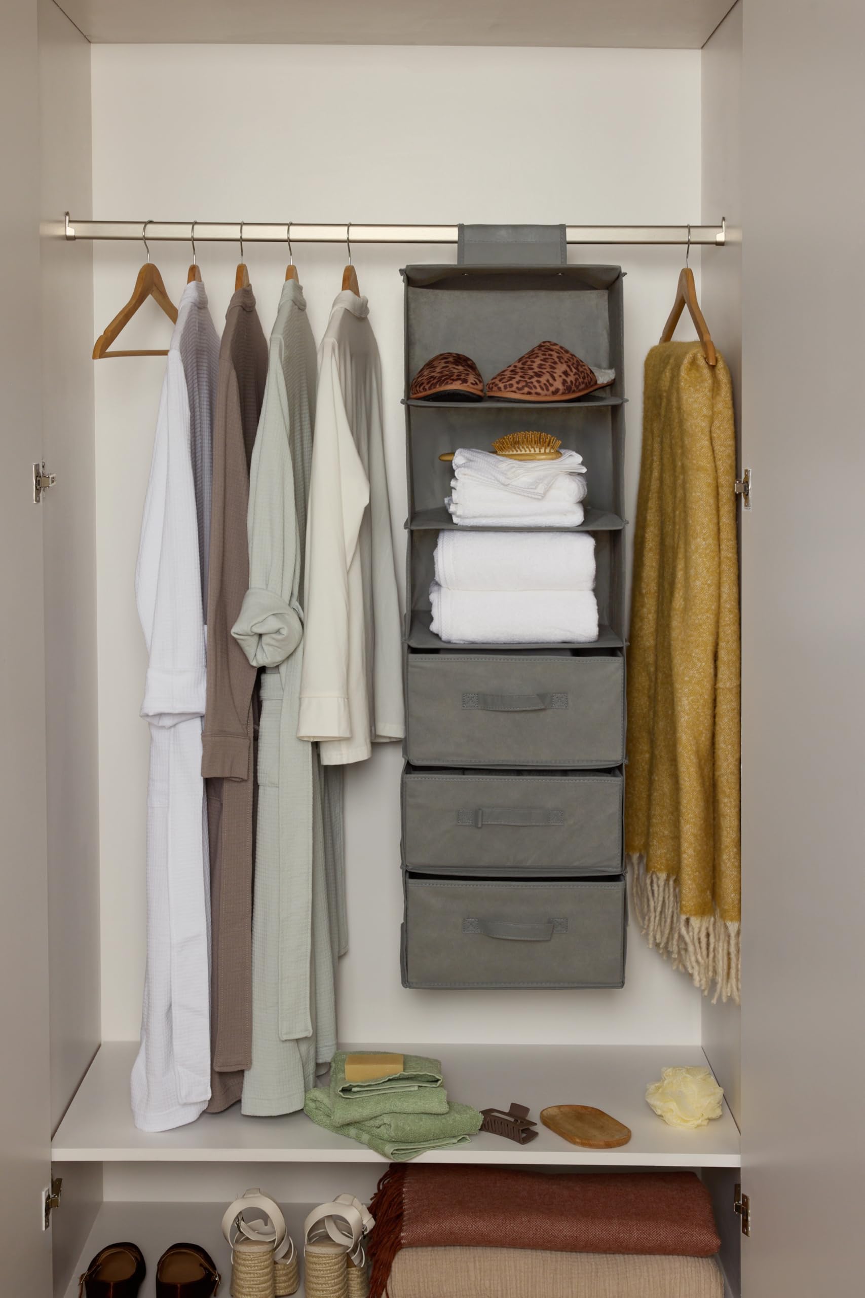 6 Tier Hanging Closet Organizer with Removable Drawers for Sweaters