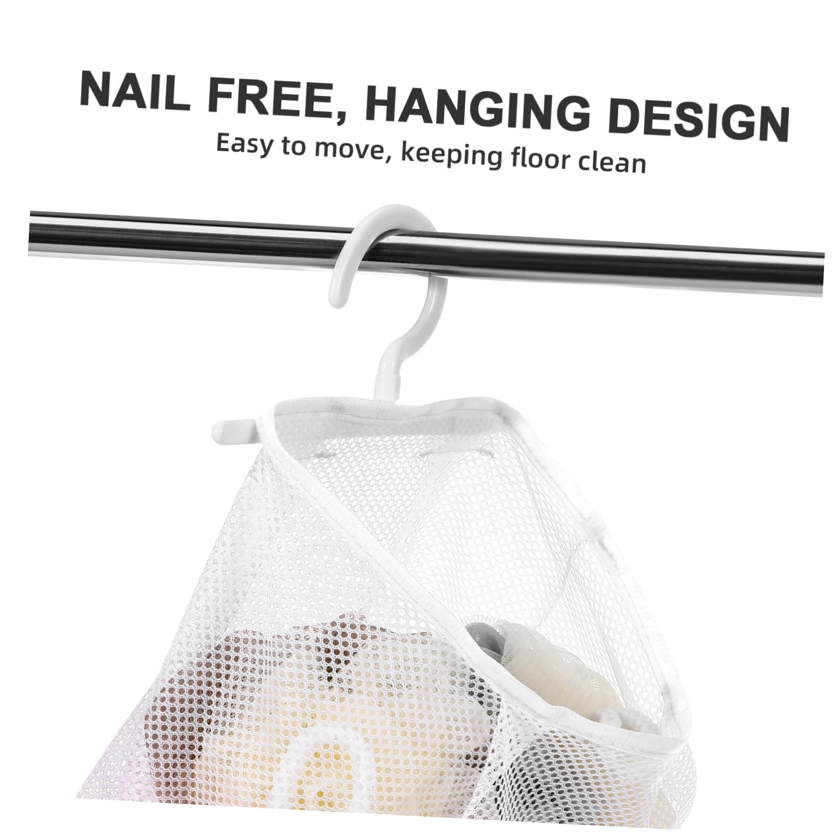 5pcs Mesh Hanging Bag Hanging Clothes Travel White Polyester Fruit