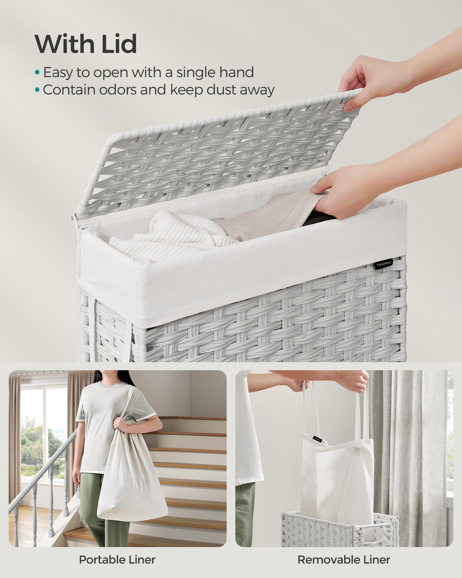 Slim Laundry Hamper with Lid