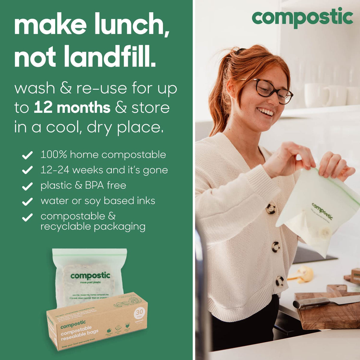 Compostable XL Sandwich Bags (200 Count)