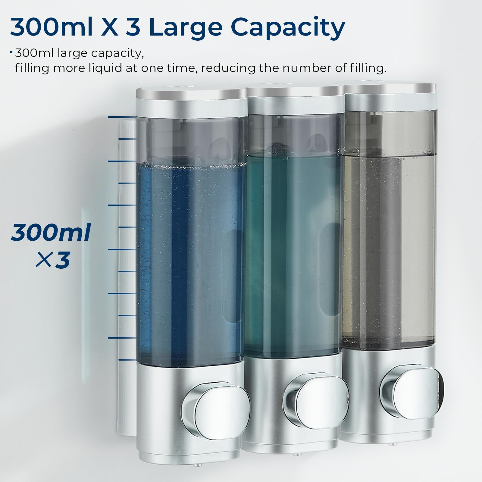 Shower Soap Dispenser No Drill 3 Chamber*300ML