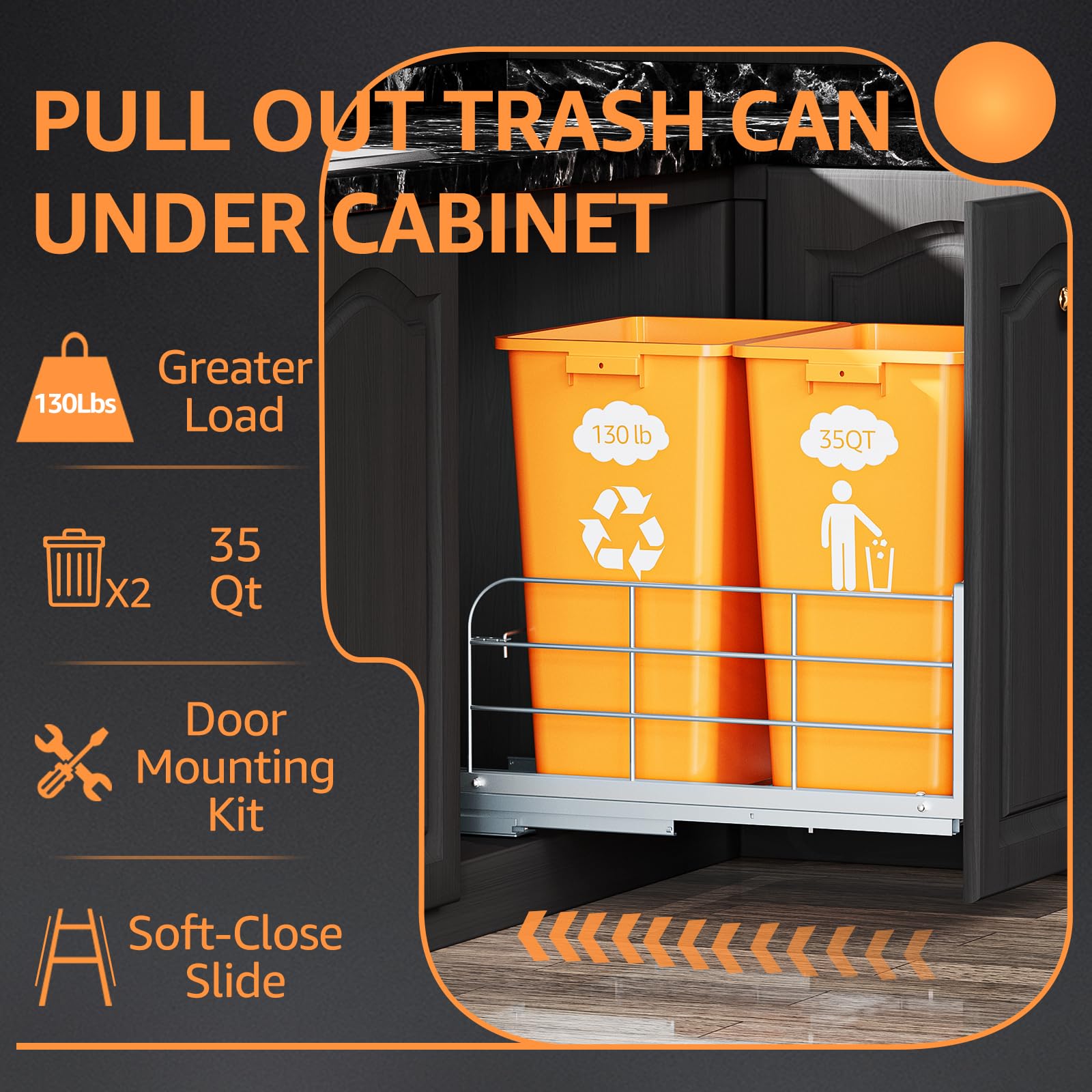 Double Pull Out Trash Can Under Cabinet