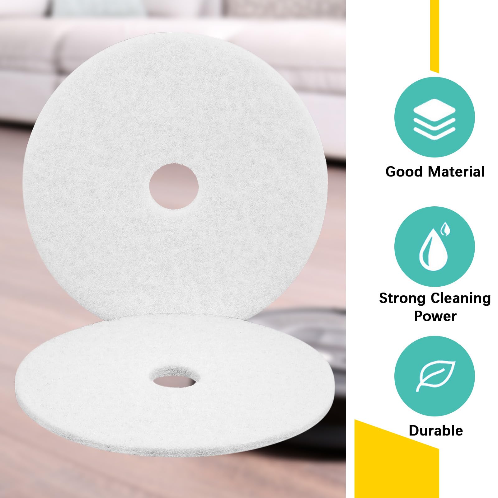2 Pcs 12" White Scrubbing Pads Commercial Cleaning Orbiter Pads (2 Count)