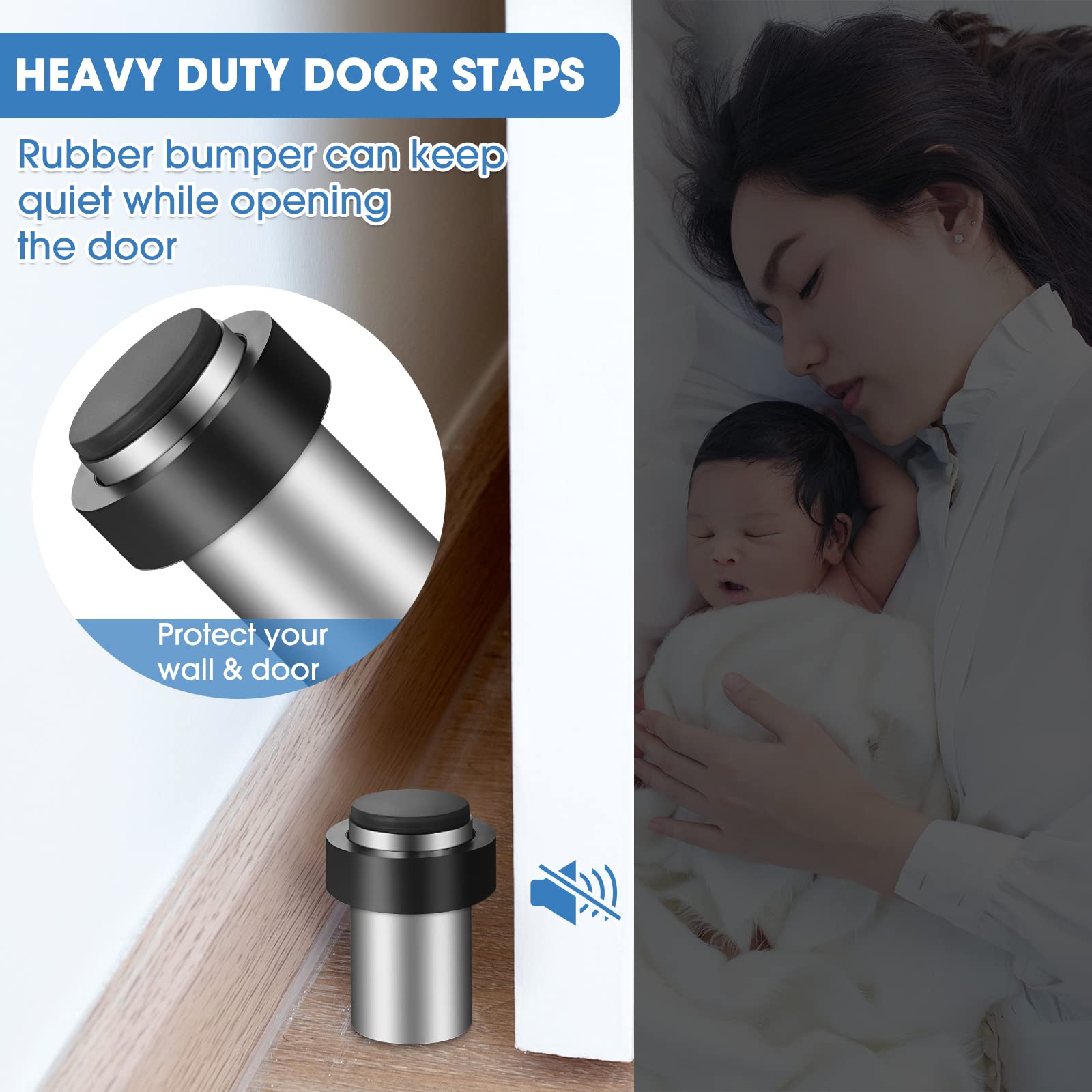 10 Pcs Floor Mounted Door Stopper Stainless Steel (10 Count)