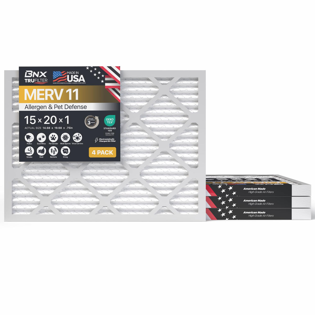 TruFilter 15x20x1 Air Filter MERV 11 (4 Count)