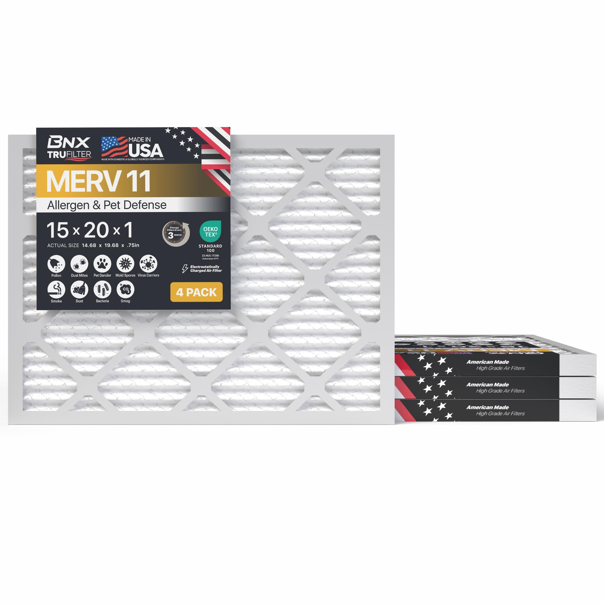 TruFilter 15x20x1 Air Filter MERV 11 (4 Count)