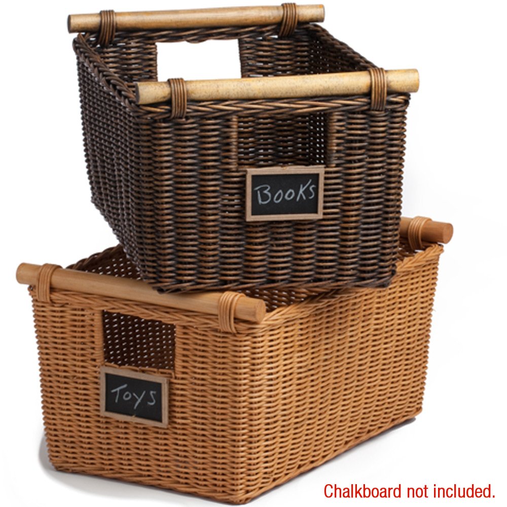 Pole Handle Wicker Storage Basket