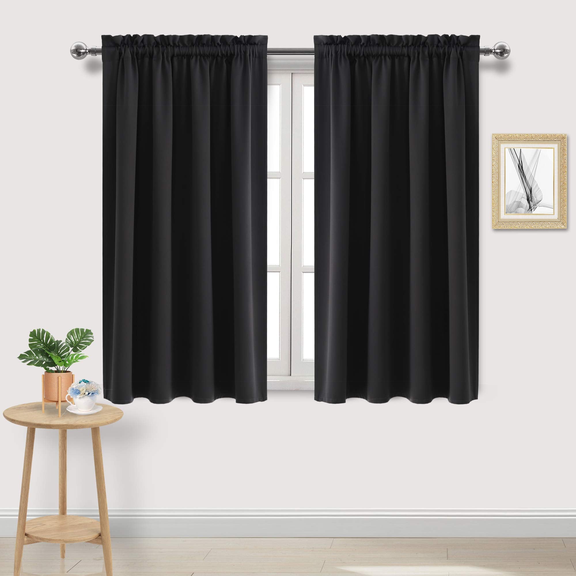 Blackout Curtains for Bedroom Living Room 52 x 54 Inch Long Black