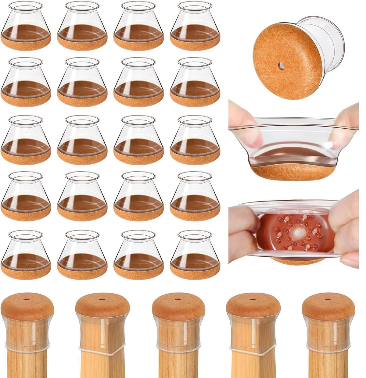 20 Pcs Chair Leg Floor Protectors for Hardwood Floors (20 Count)