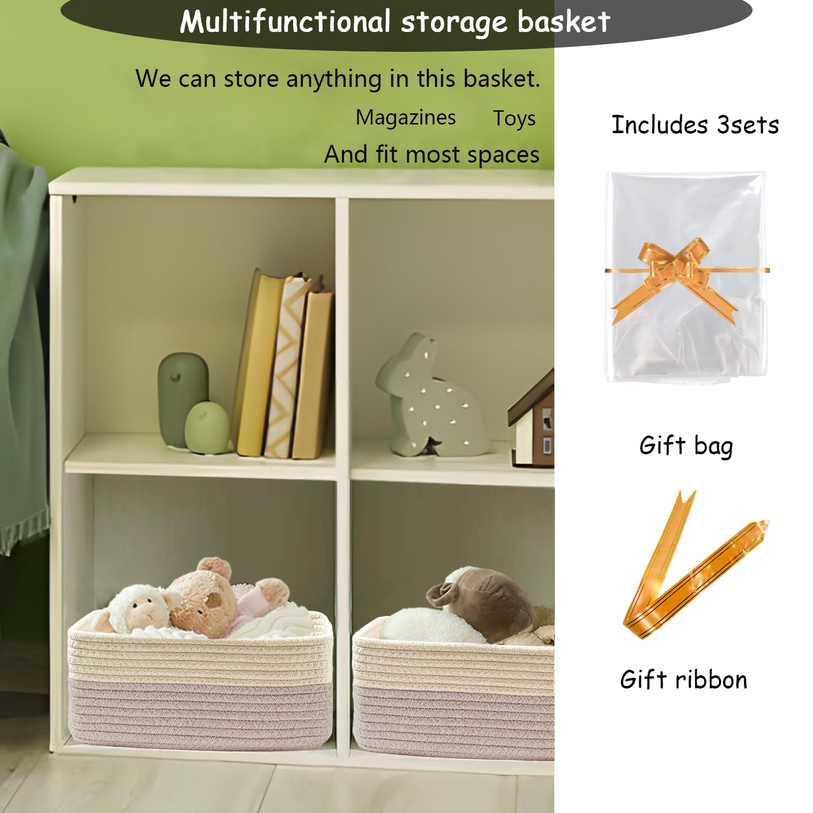 COMFY HOMI 11.5"x7.5"x4.7" Storage Baskets for Organizing (3 Count)