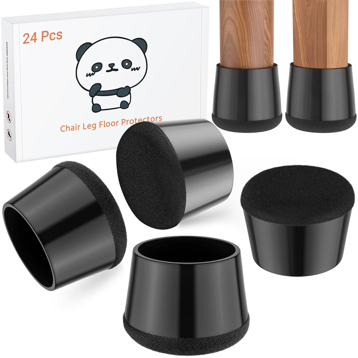 24 PCS Silicone Chair Leg Floor Protectors Large (24 Count)