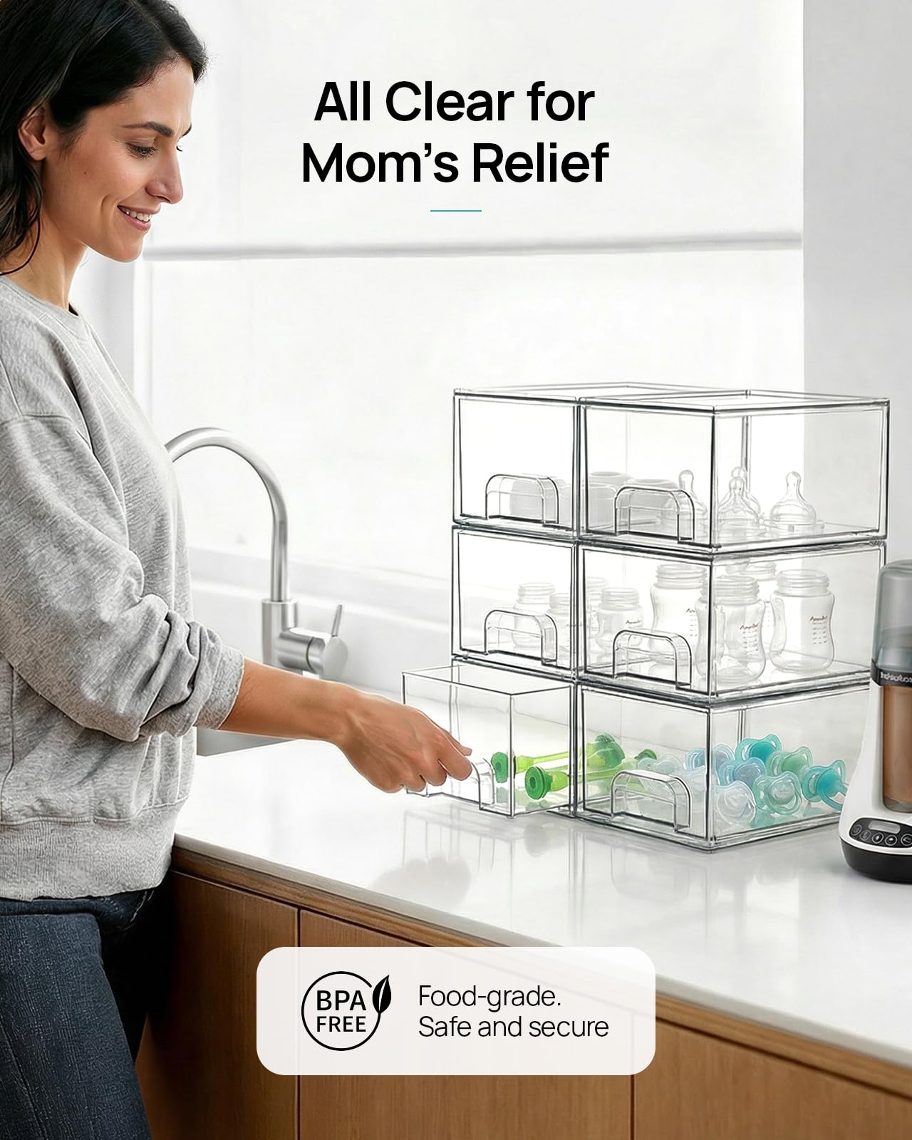 10 Pack Small Clear Stackable Storage Drawers (10 Count)
