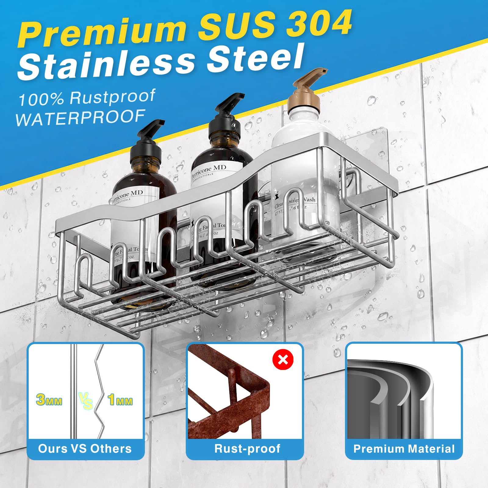 5 Pack Rustproof Stainless Steel Shower Caddy (5 Count)