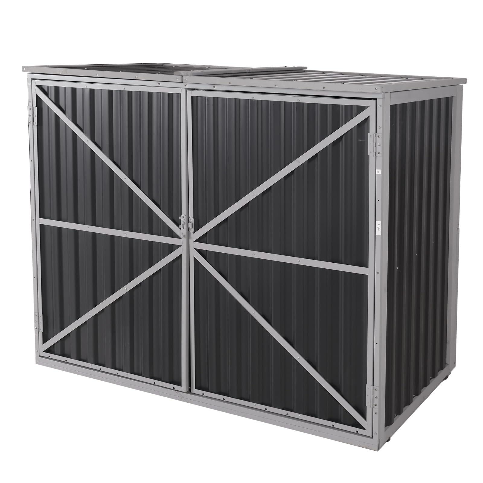 Outdoor Storage Cabinet Trash Can Storage Shed Upgraded with Metal Frame for Garbage Can