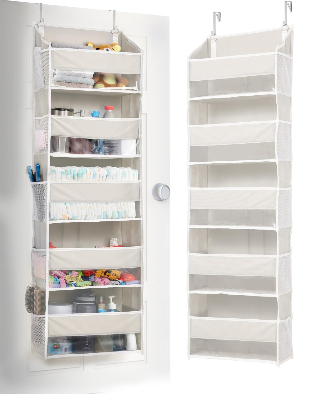1 Pack Over Door Organizer with 5 Large Pockets 10 Mesh Side Pockets