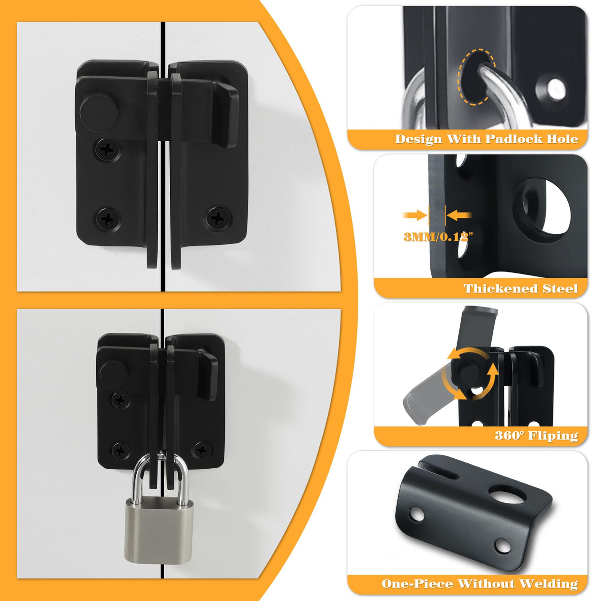 Black Flip Latch Gate Latch