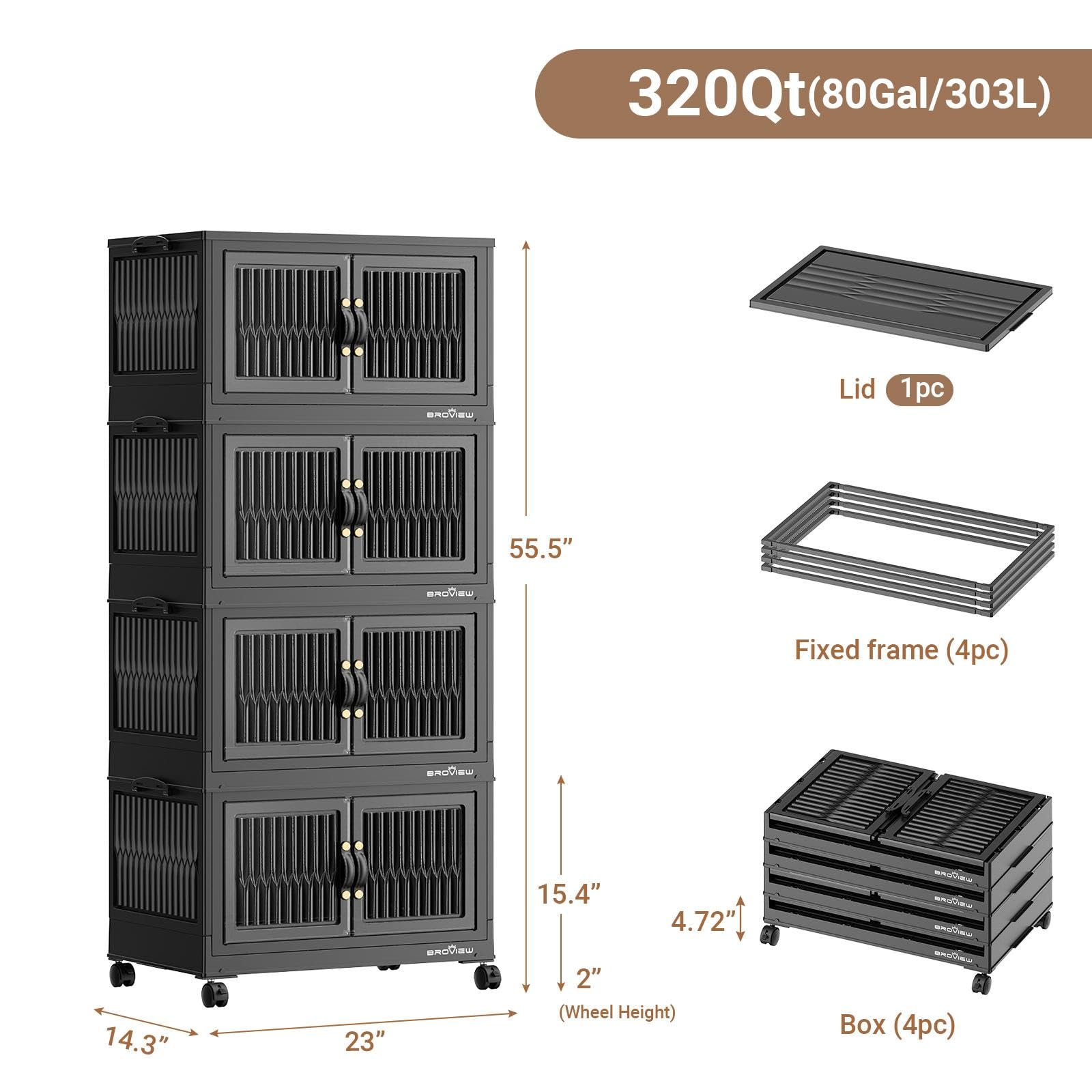 320Qt Stackable Storage Bins with Lid (4 Count)