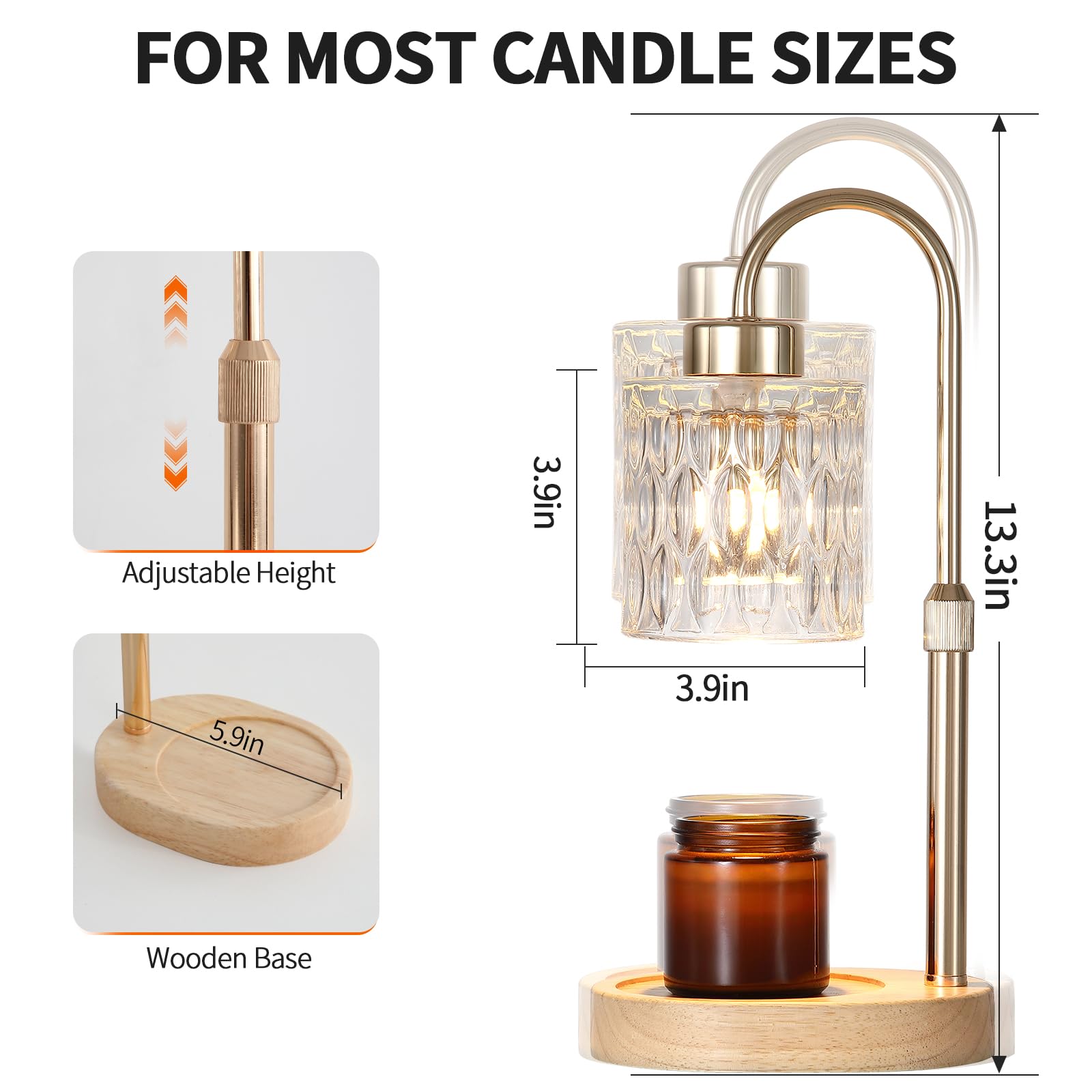 Gold Candle Warmer Lamp with Dimmer and Timer