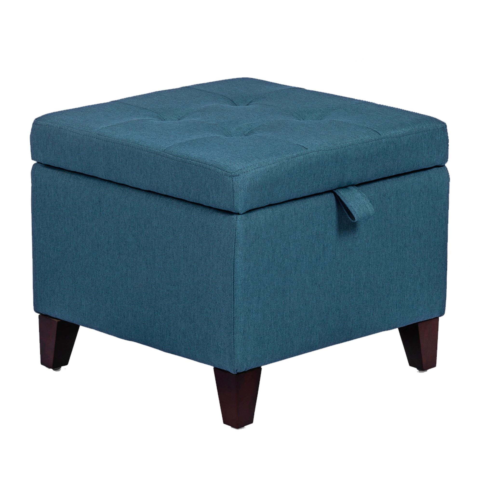 Square Fabric Storage Ottoman with Tufted Flip Top