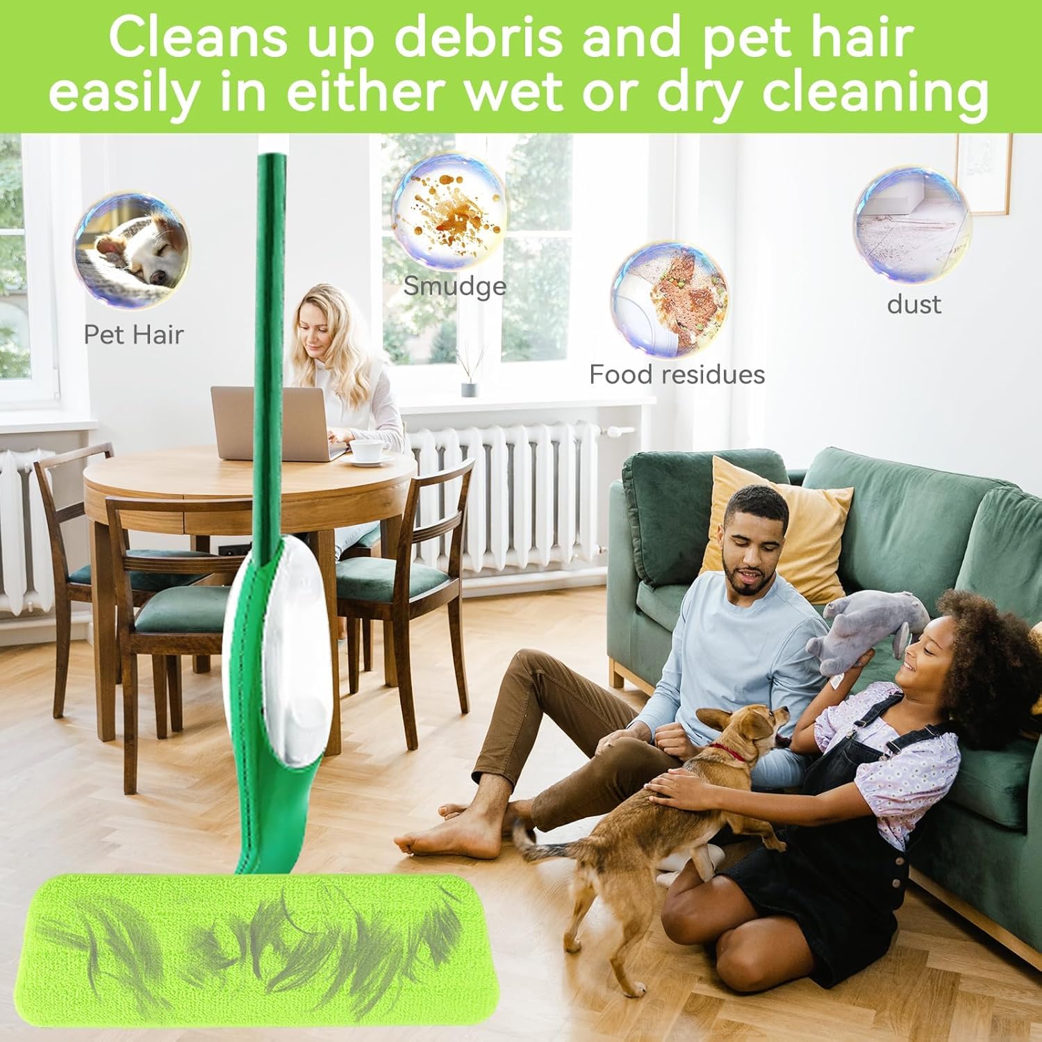 16.5 inch Microfiber Mop Pads for Rubbermaid Reveal Spray Mop and Any 16.5" Flat Mop
