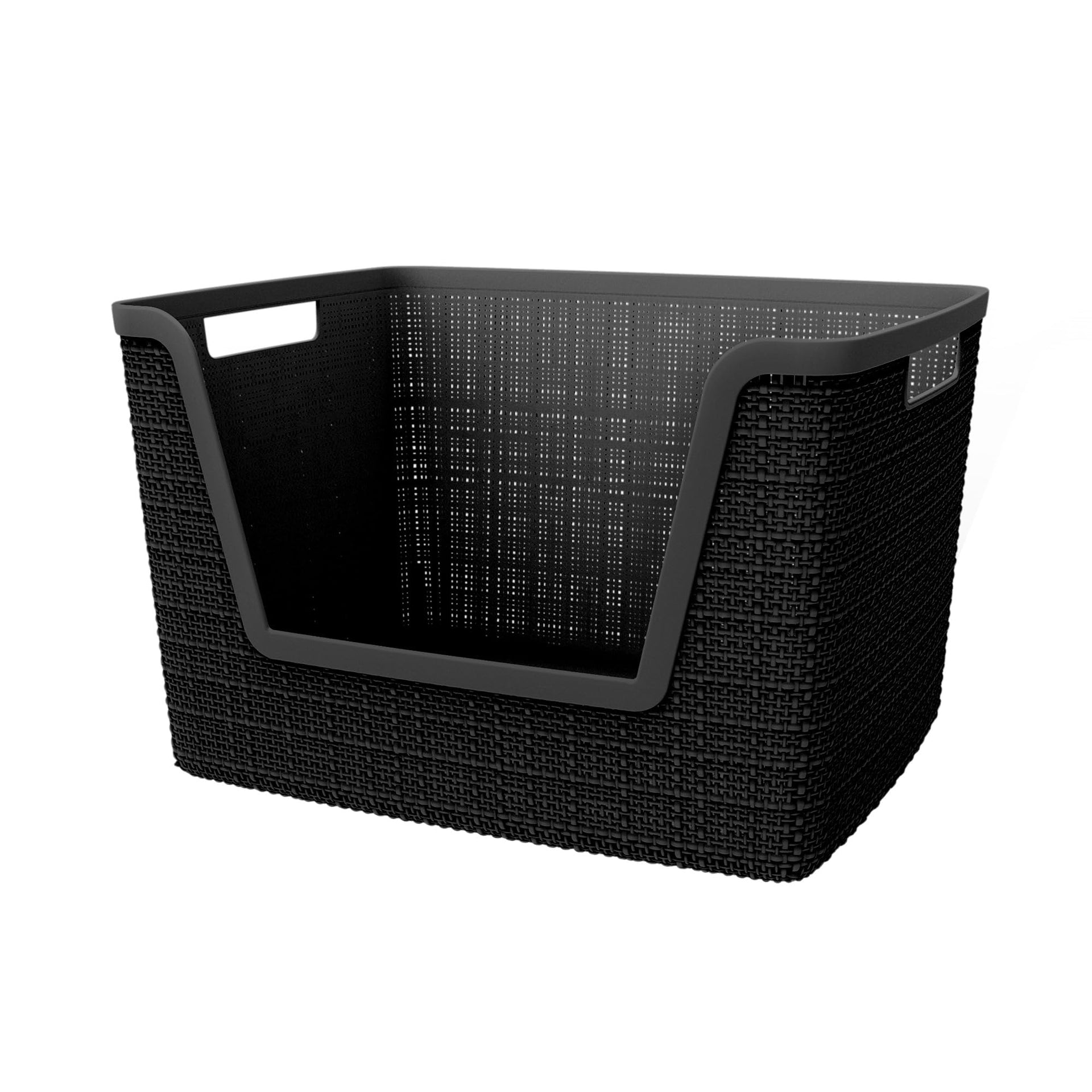 Set of 4 Large 18L Easy Access Jute Decorative Plastic Organization and Storage Baskets (4 Count)