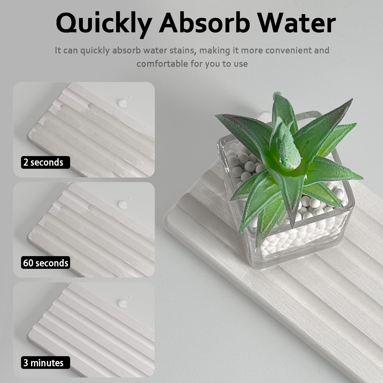 Set of 3 Water Absorbing Stone Tray Diatomite Hand Soap Holder for Bathroom