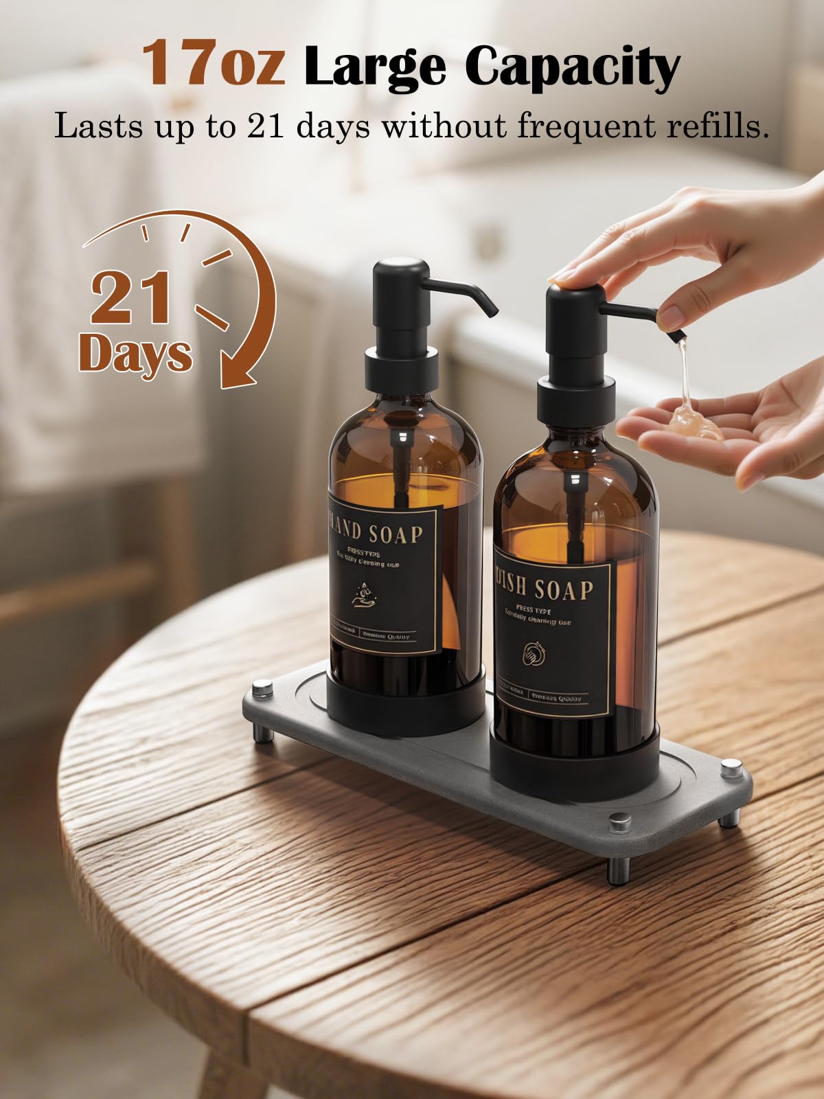 17 oz Glass Liquid Soap Dispenser Set (2 Count)