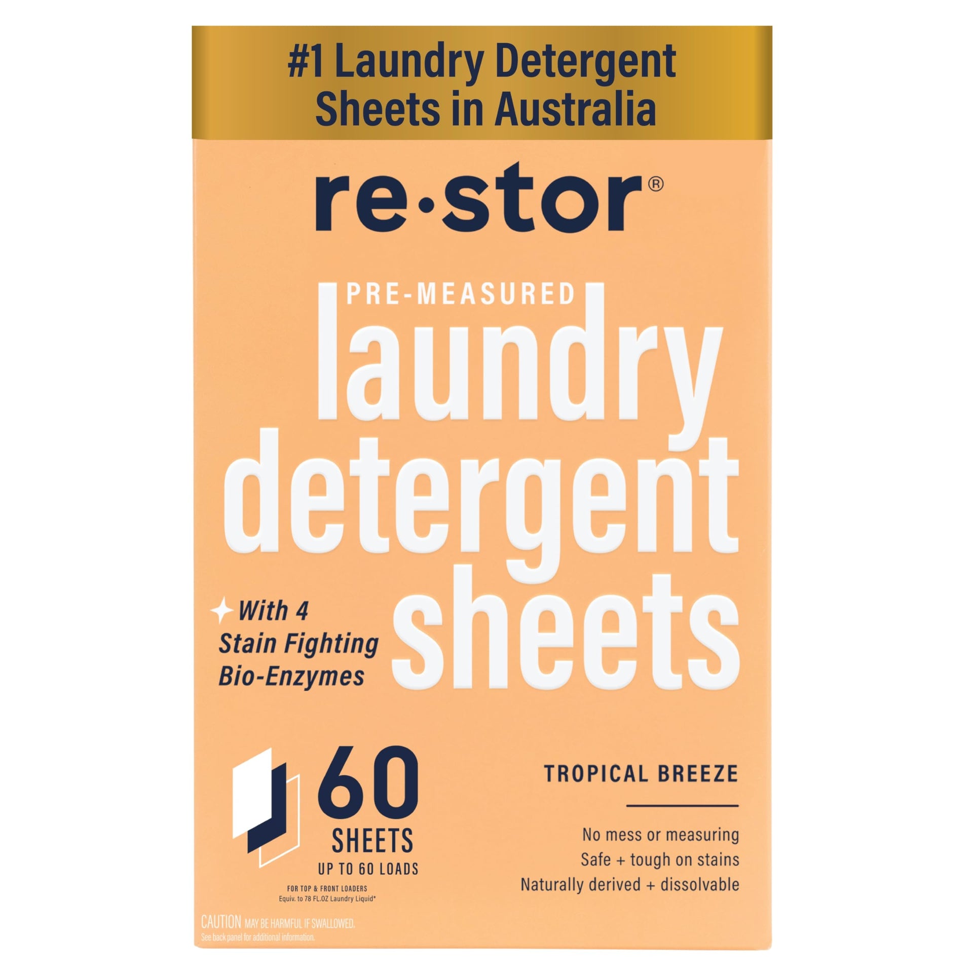 restor Laundry Detergent Sheets Tropical Breeze 60 Loads (60 Count)