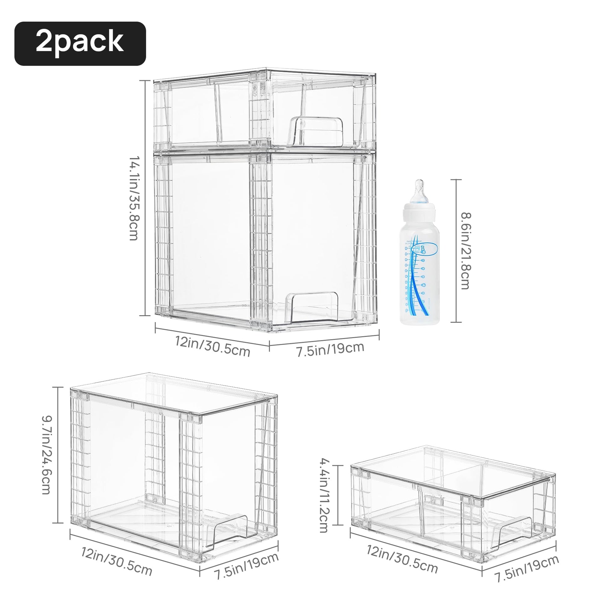 Clear Stackable Storage Drawers (8 Count)