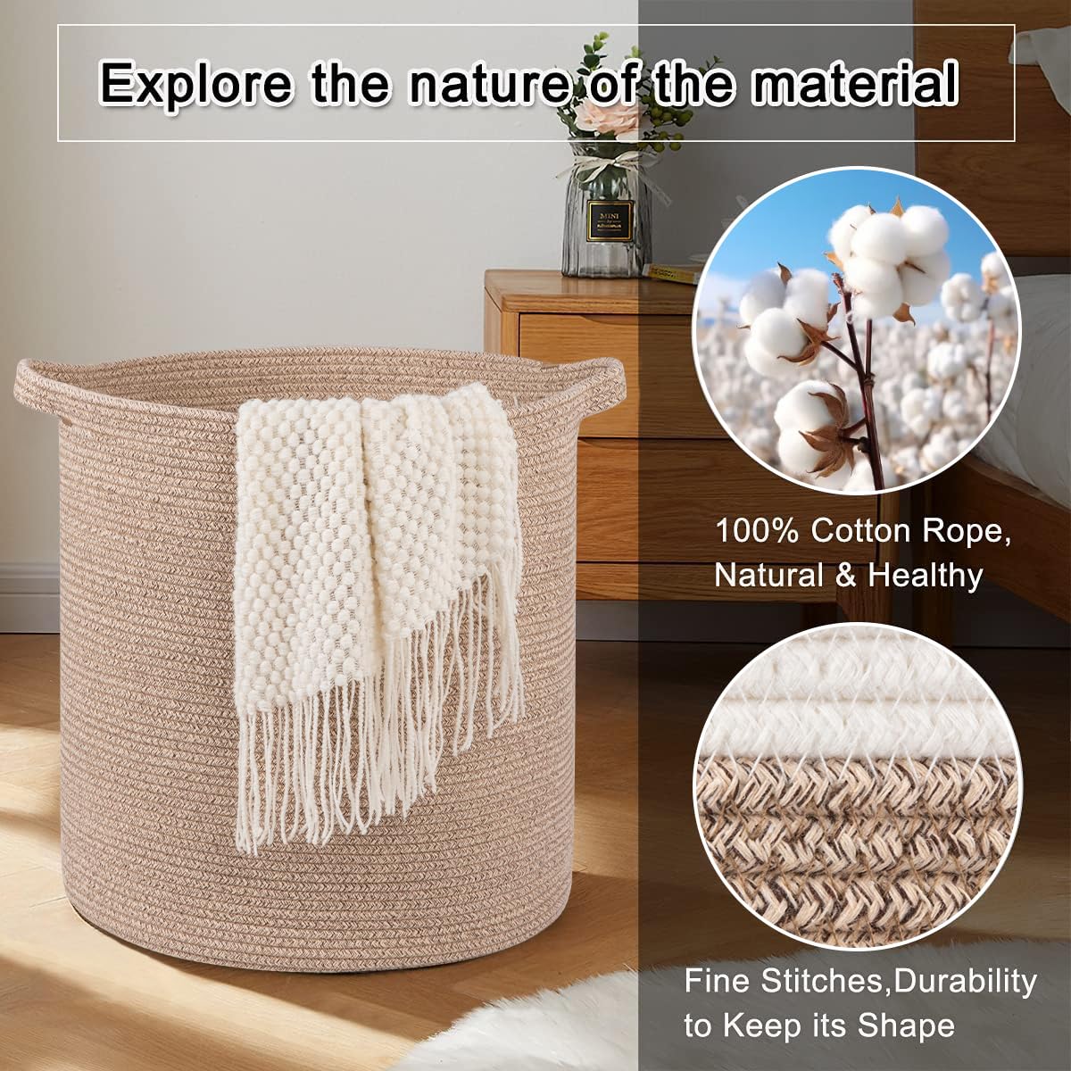 80L Laundry Basket Laundry Hamper Nursery Hamper Brown