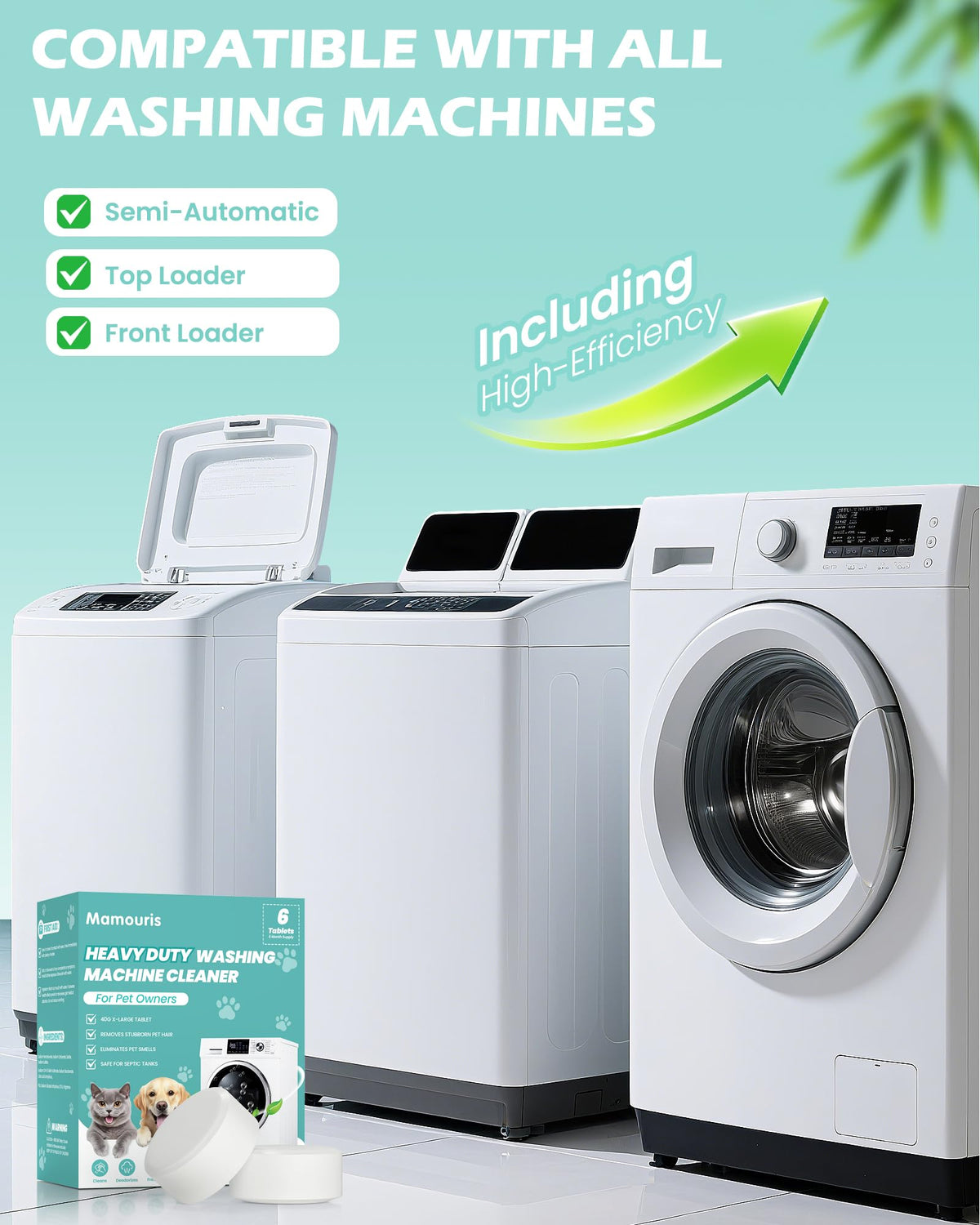 Washing Machine Cleaner 6XL Pro Tablets for Pet Owners 6 Pack (6 Count)