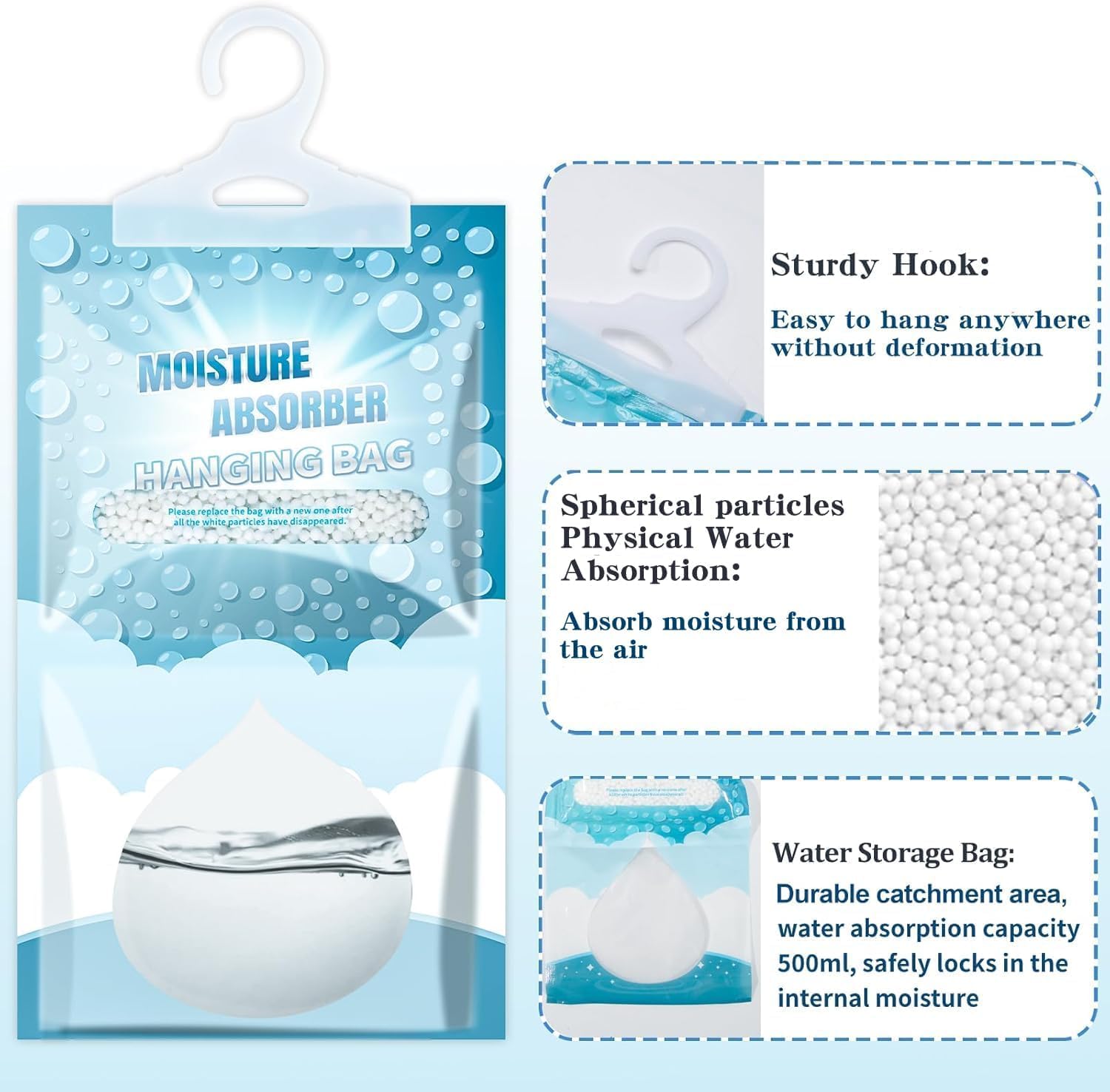 36 Pack Hanging Closet Dehumidifier Bags Moisture Absorbers for Cars (36 Count)
