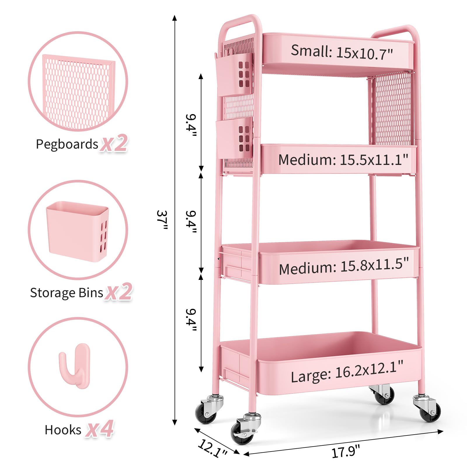 4 Tier Rolling Cart