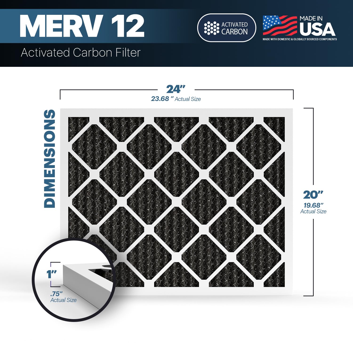 TruFilter 20x24x1 MERV 12 Odor Defense (6 Count)