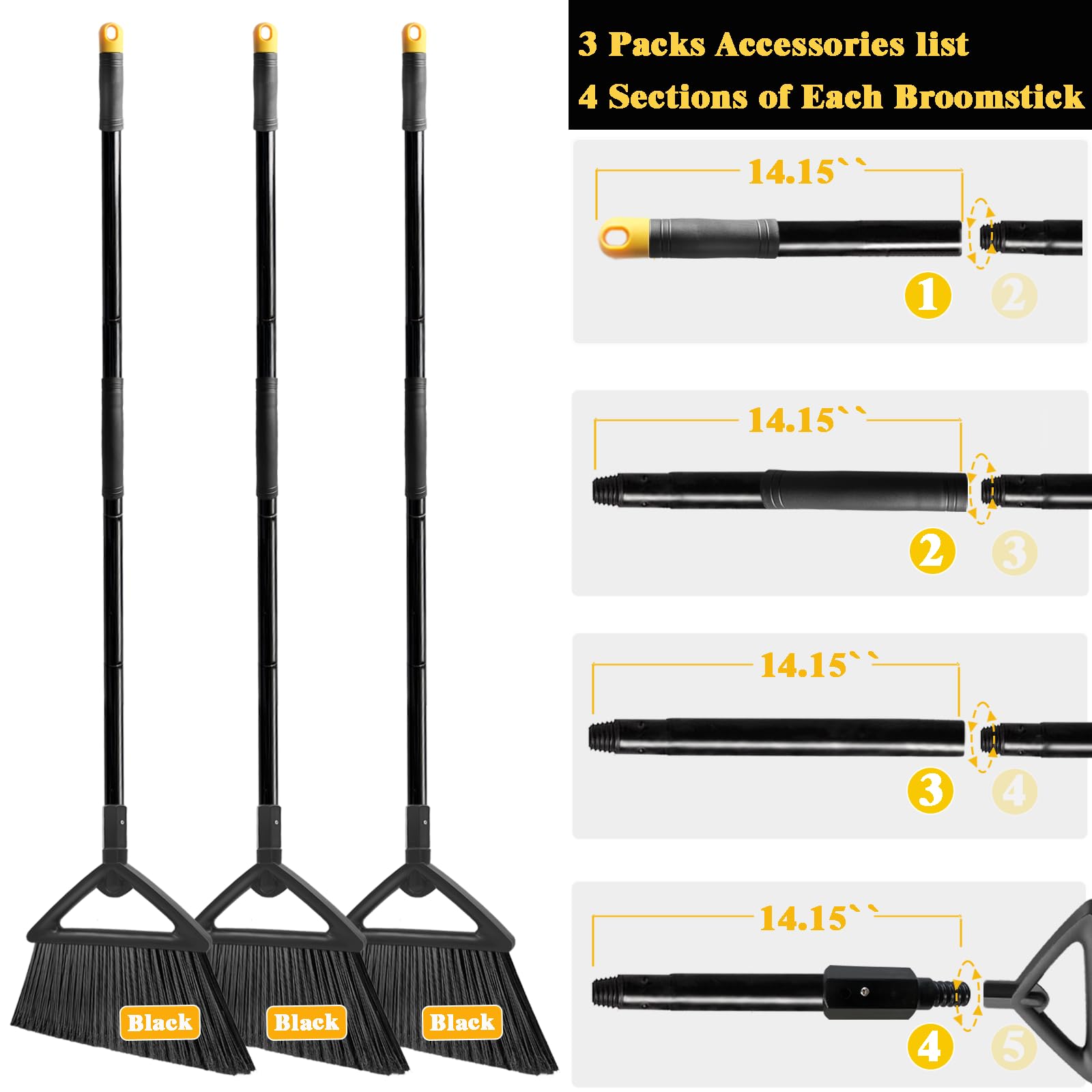 Heavy Duty Commercial Broom (3 Count)