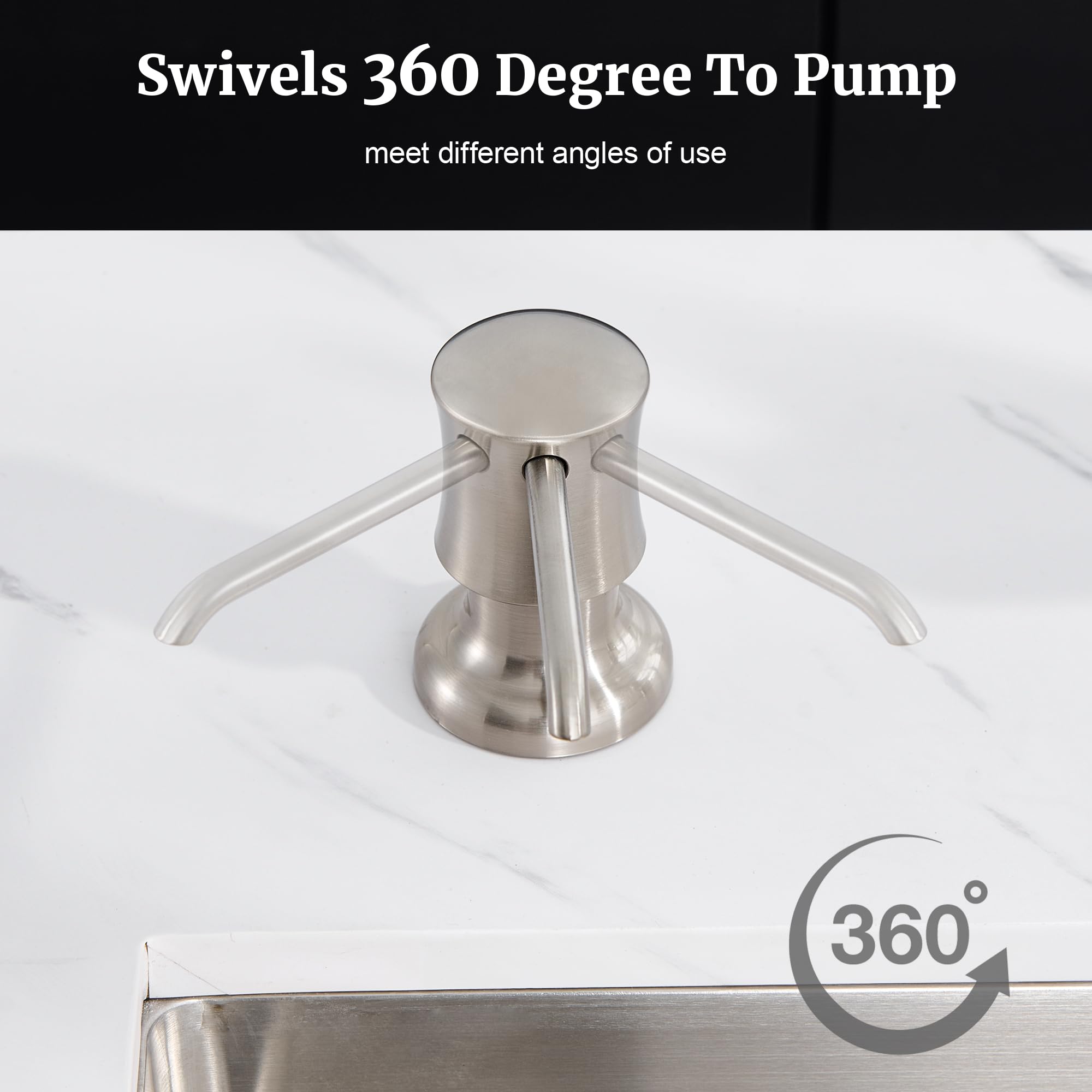 Sink Soap Dispenser for Kitchen Sink Brushed Nickel Upgrade with 40" Silicone Extension Tube Kit