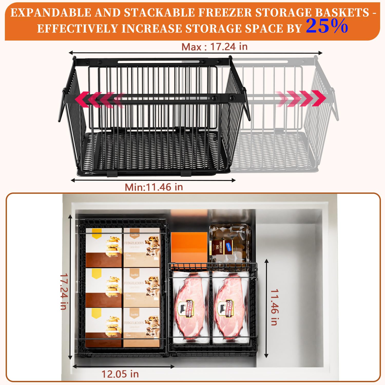 Large Freezer Organizer Bins for 10 to 20 Cu.Ft