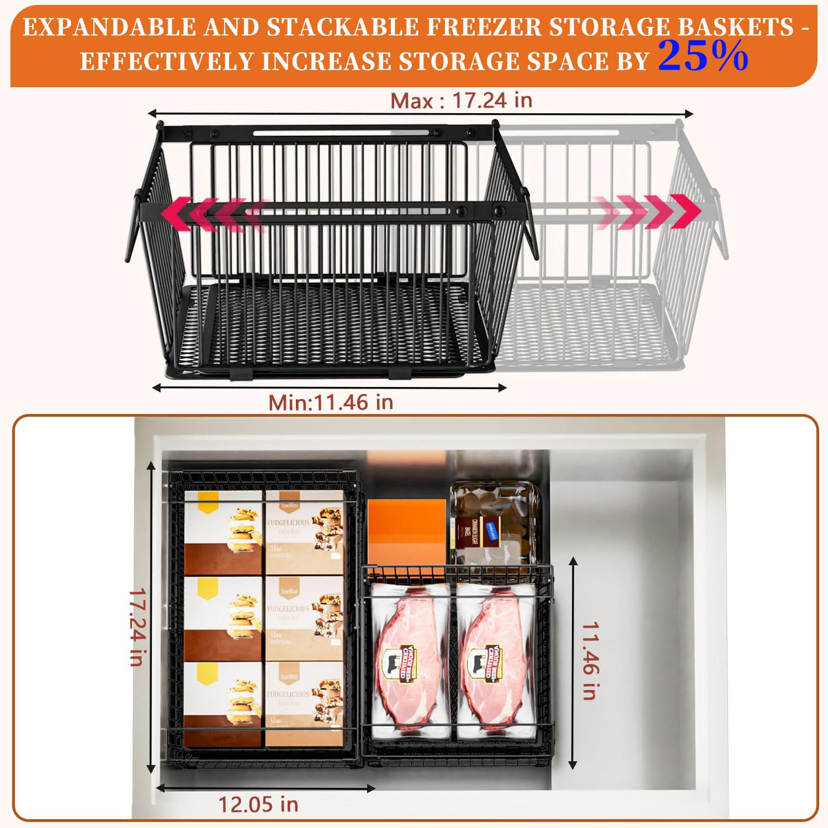 Large Freezer Organizer Bins for 10 to 20 Cu.Ft