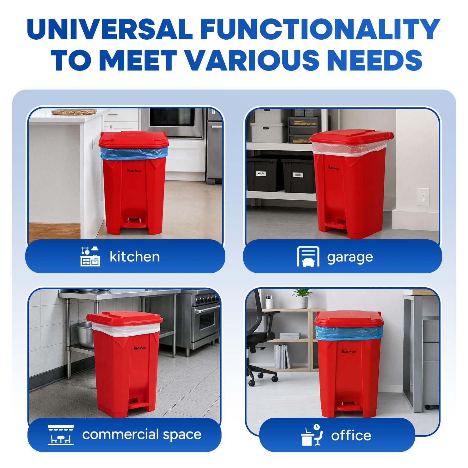 22 Gallon Kitchen Trash Can with Lid and Foot Pedal