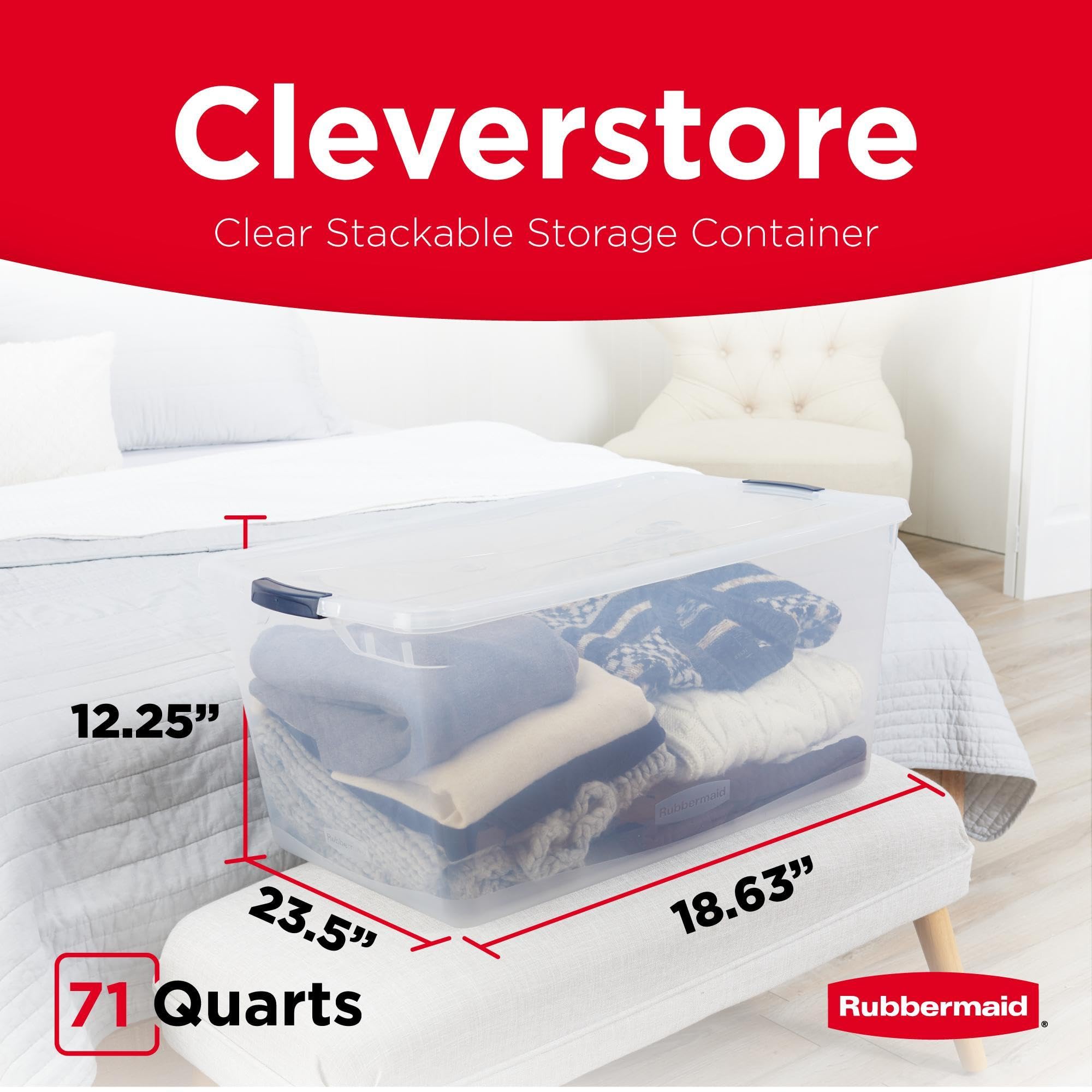 Cleverstore 71 Qt Clear Storage Bins with Lids (4 Count)