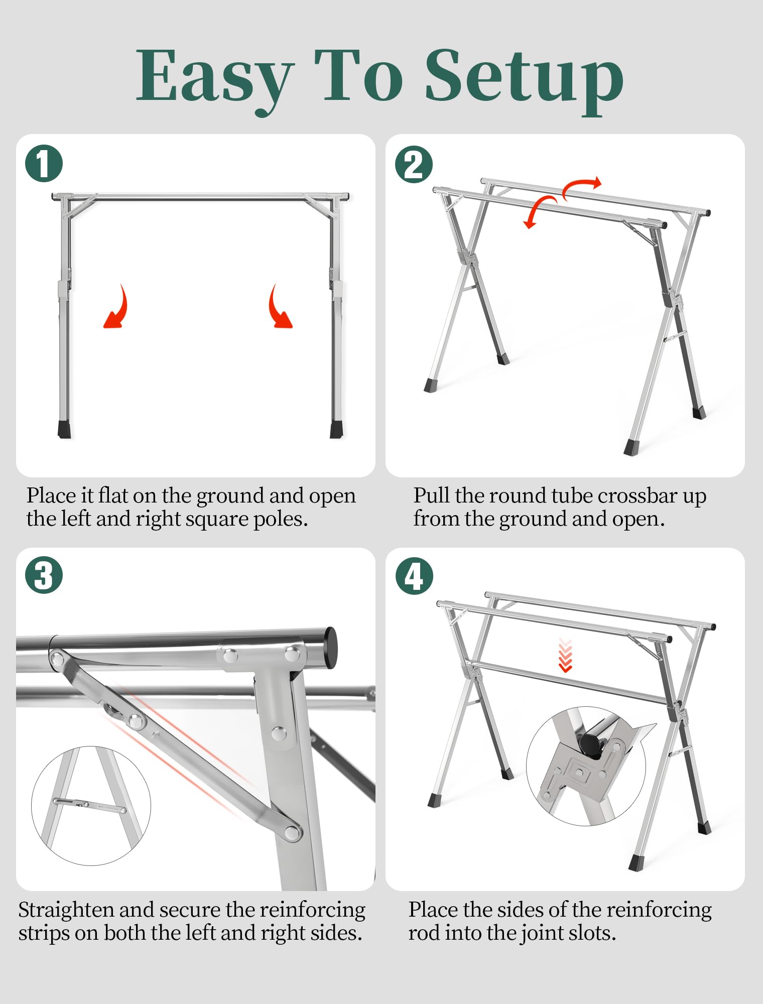 Folding Stainless Steel Laundry Drying Rack 95 Inches