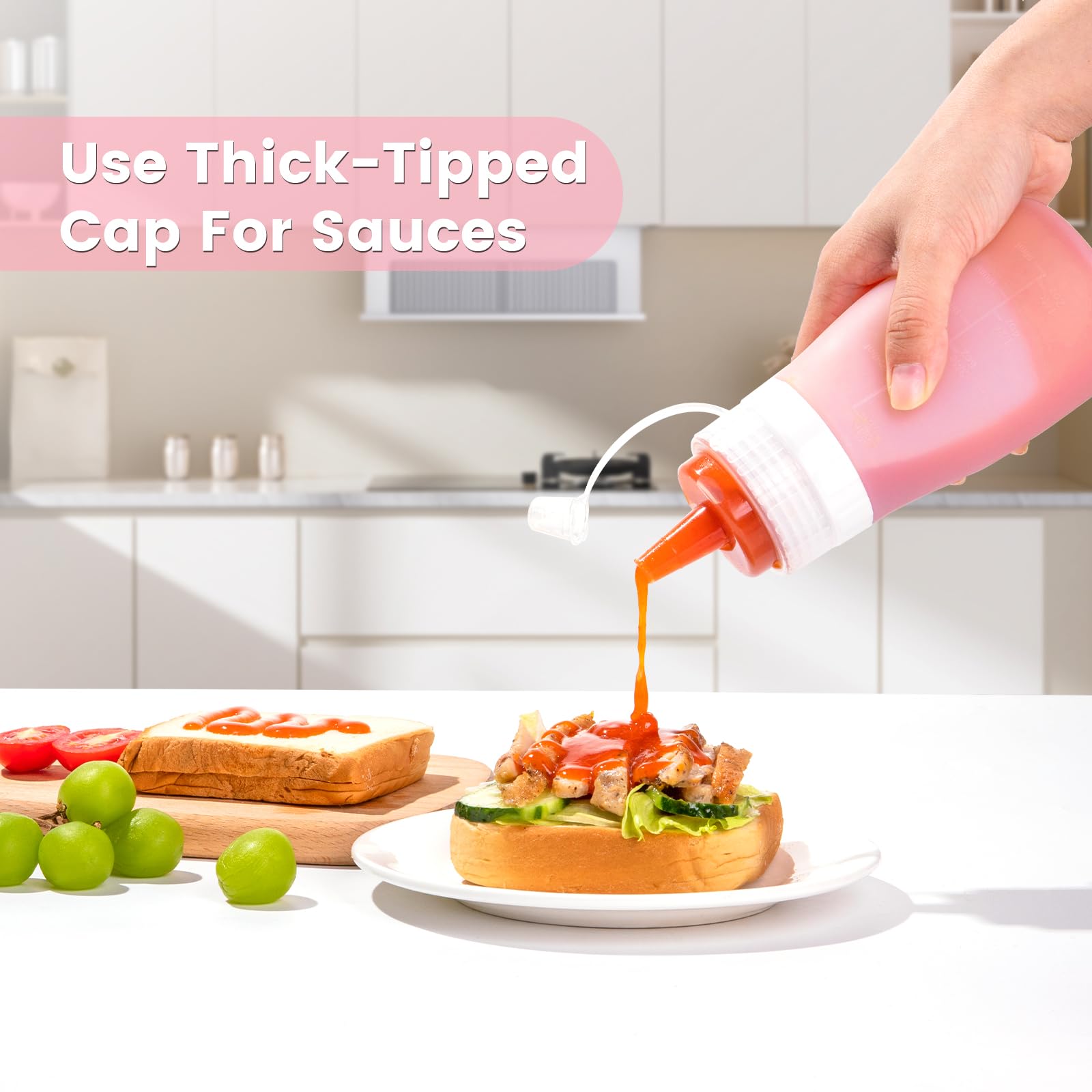 16 oz Silicone Squeeze Bottles for Sauces & Oil (4 Count)
