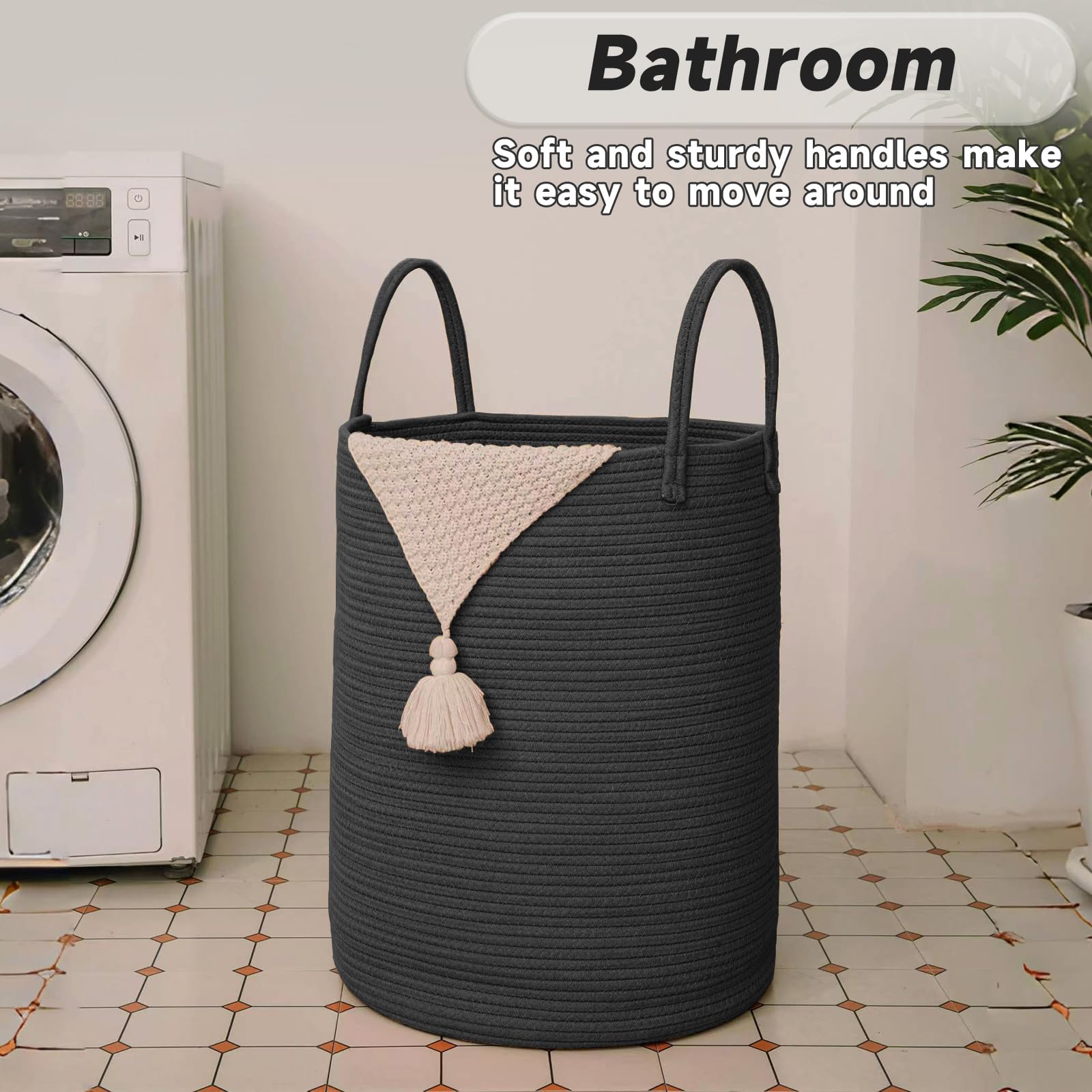 60L Cotton Rope Laundry Basket Hamper