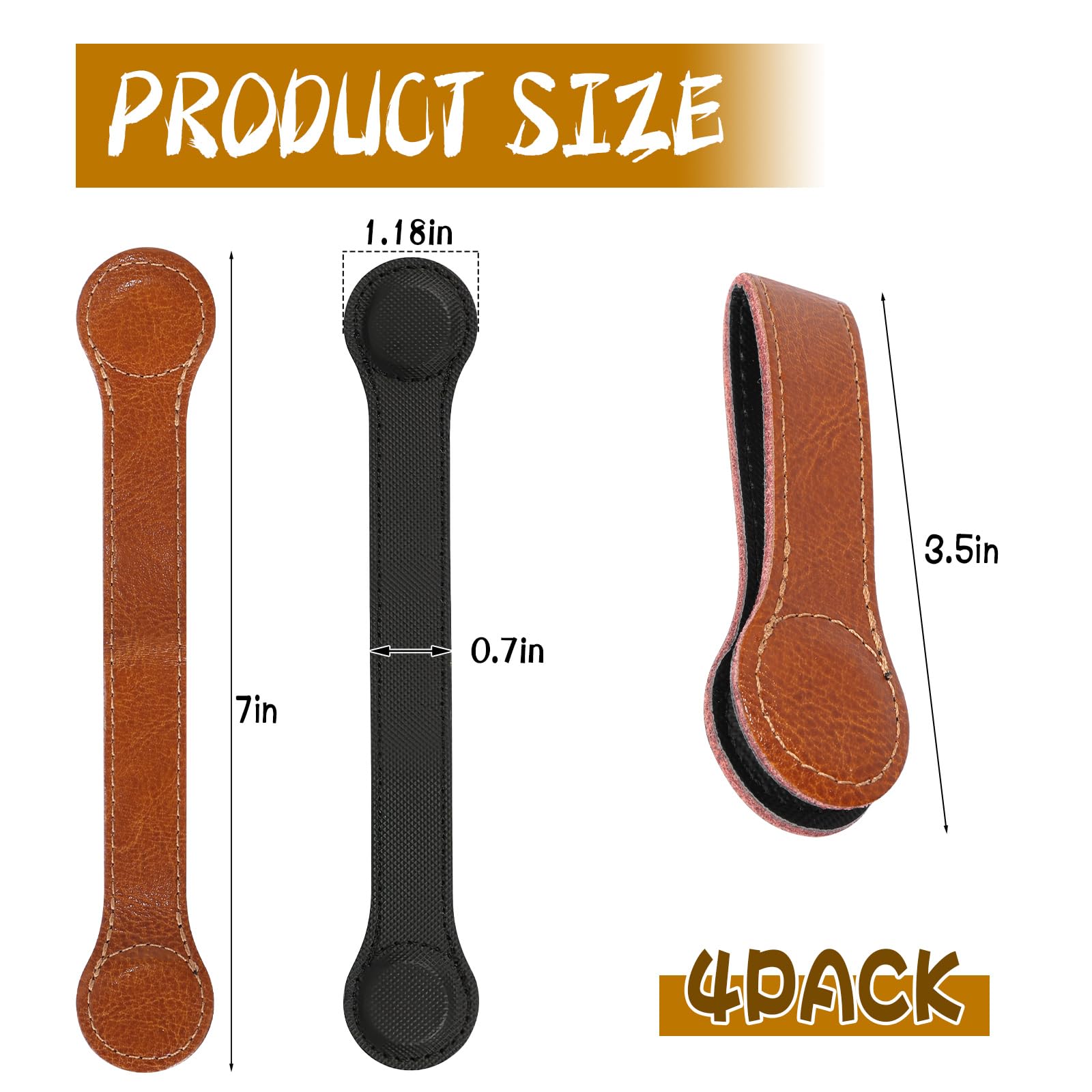 4 PCS Genuine Leather Towel Clips for Kitchen (4 Count)