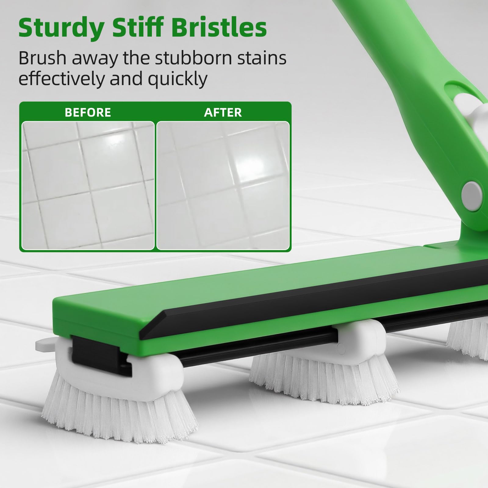 Grout Cleaner Brush with 66'' Long Handle Stiff Bristle Multi